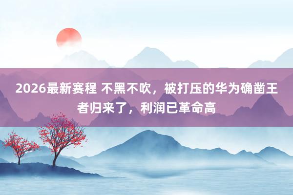 2026最新赛程 不黑不吹,被打压的华为确凿王者归来了,利润已革命高
