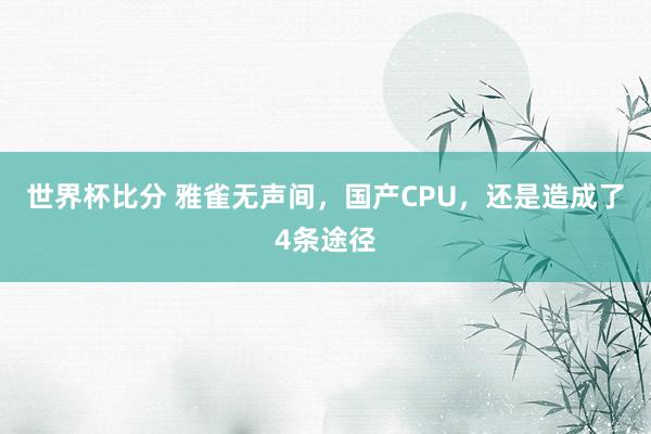 世界杯比分 雅雀无声间,国产CPU,还是造成了4条途径