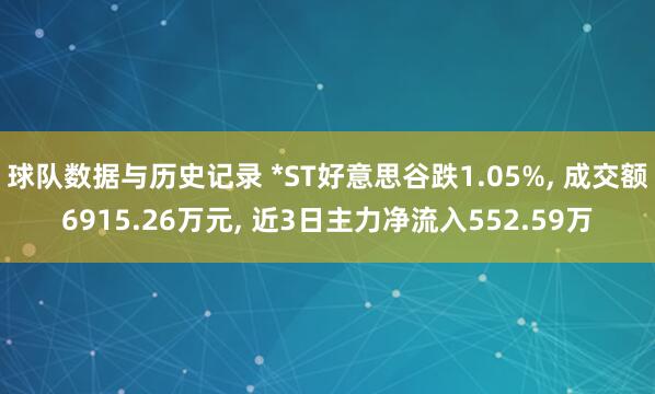 球队数据与历史记录 *ST好意思谷跌1.05%, 成交额6915.26万元, 近3日主力净流入552.59万