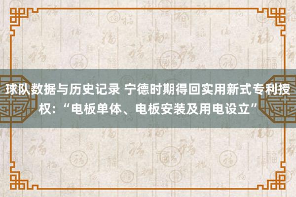 球队数据与历史记录 宁德时期得回实用新式专利授权: “电板单体、电板安装及用电设立”