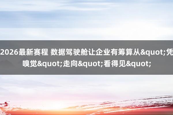 2026最新赛程 数据驾驶舱让企业有筹算从"凭嗅觉"走向"看得见"
