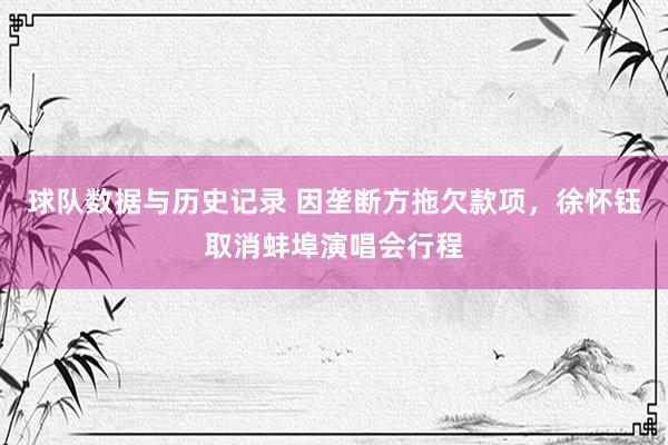 球队数据与历史记录 因垄断方拖欠款项,徐怀钰取消蚌埠演唱会行程