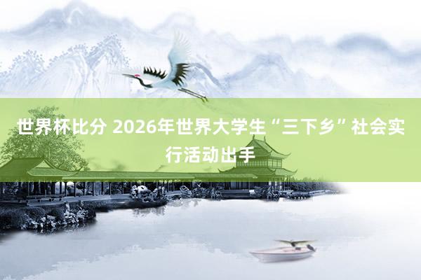 世界杯比分 2026年世界大学生“三下乡”社会实行活动出手